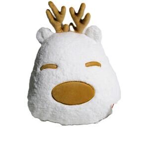 Women Owned Plush Reindeer Accent Pillow White Tan Polyester 14.25 x 11.25 Inch